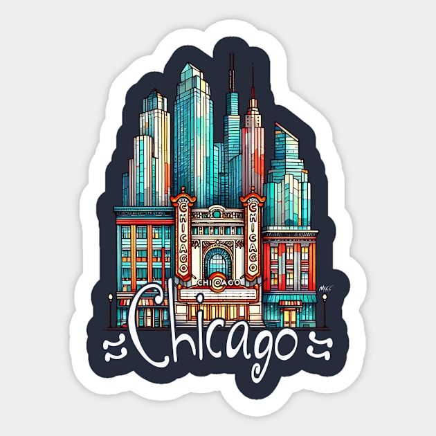 Vibrant Chicago Theater Graphic Tee | Gift for Chicago Lover | Dark Sticker by Mad Monkey Creations